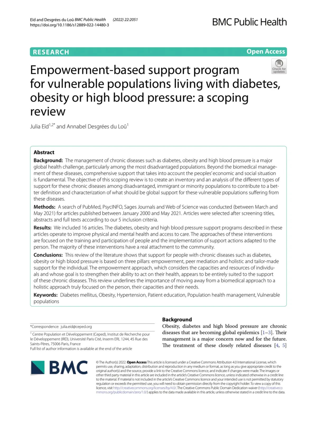 Empowerment Based Support Program For Vulnerable Populations Living With Diabetes Obesity Or High Blood Pressure A Scoping Review 1 1542x2048